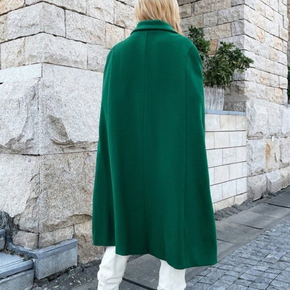 green contemporary Double Breasted Cloak Sleeve Ov - Picture 5 of 6